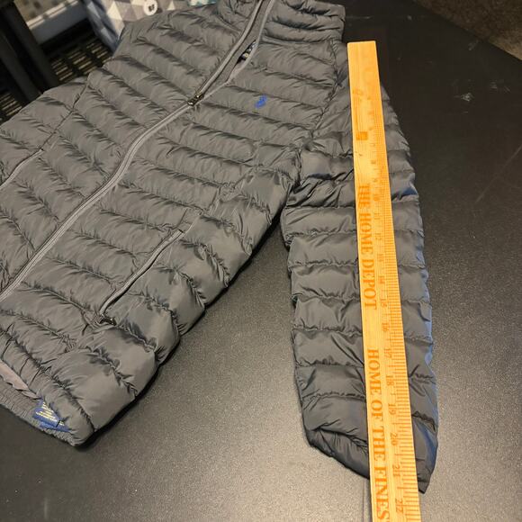 Polo Ralph Lauren Kids Size M 10-12 Puffer Jacket Gray Quilted Lightweight FLAW - Picture 7 of 9